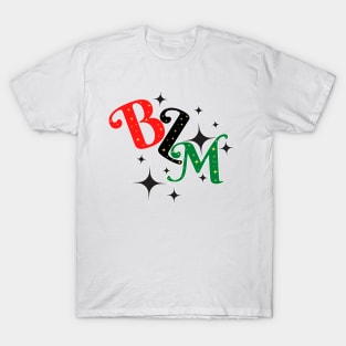 typography, outlined letters with bright star details, BLM movement T-Shirt